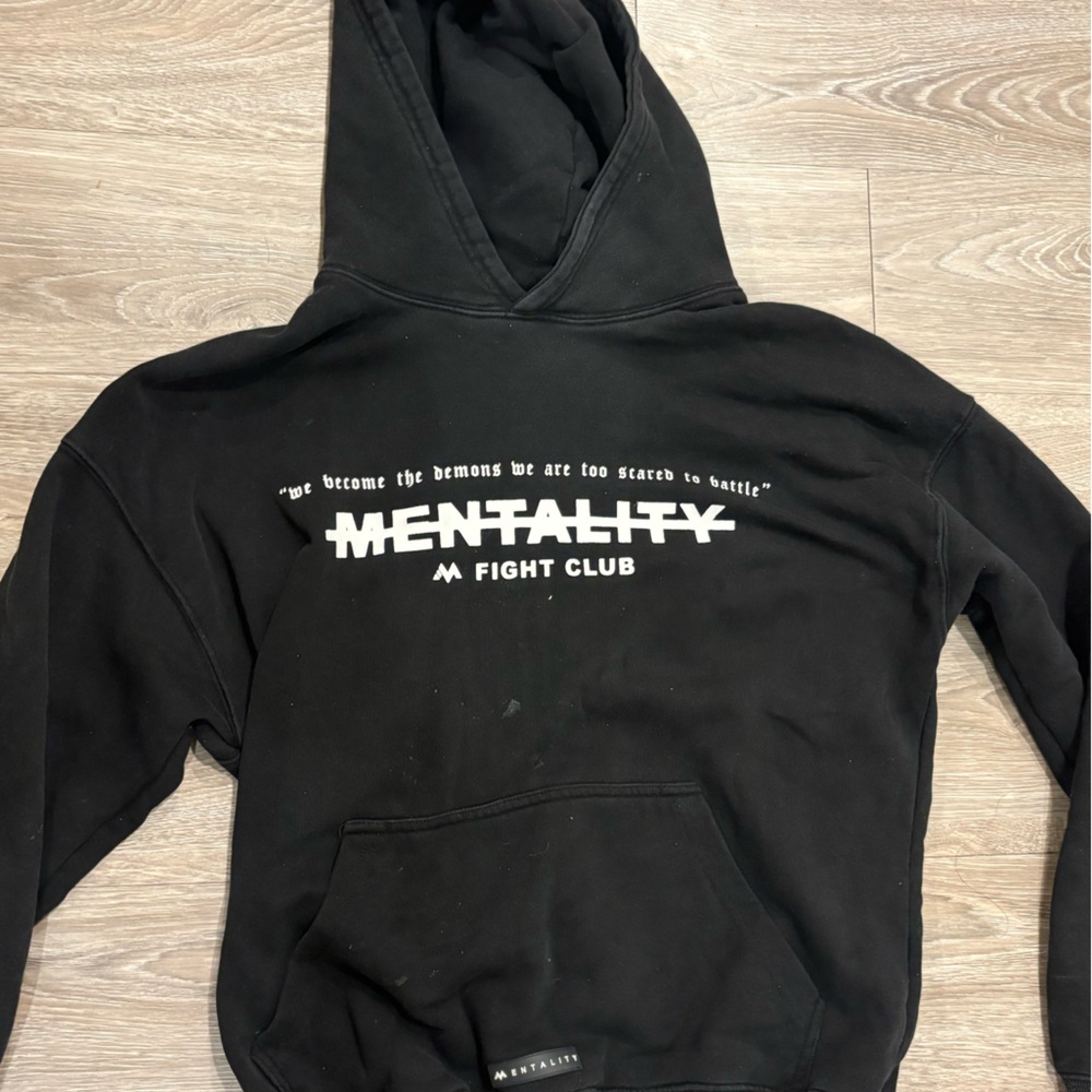 H&M Black Hoodie with White Print